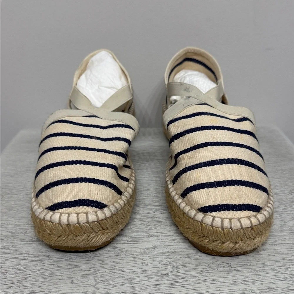 Saint James Women’s Navy and Cream Stripes Espadrilles Size 40
